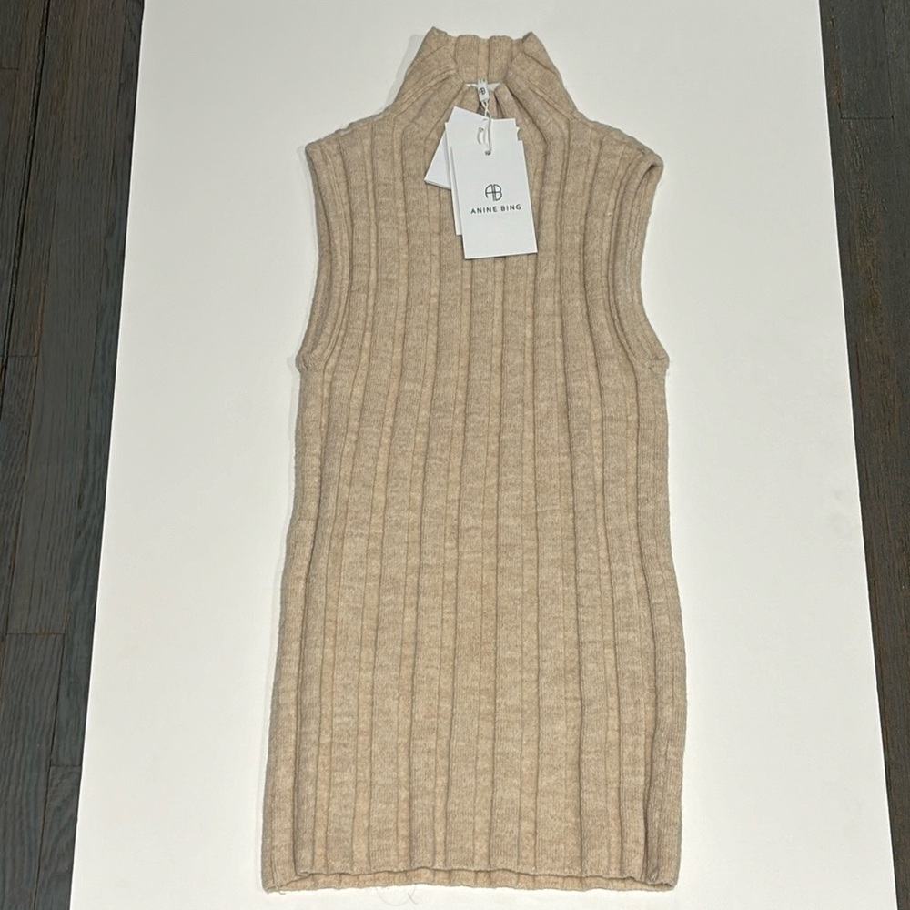Anine Bing cream wool sweater tank. Miranda wool top